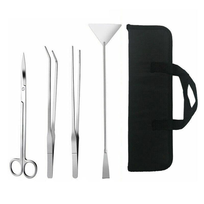 Stainless Steel Aquarium Tool Set Tweezers Scissors Spatula Kit 4 5 6PCS - 6PCS Tool + Bag