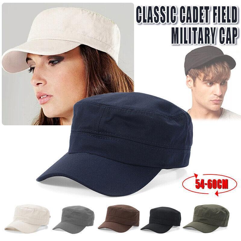 Army Plain Hat Classic Cadet Field Military Cap Style Patrol Baseball Adjustable - Black