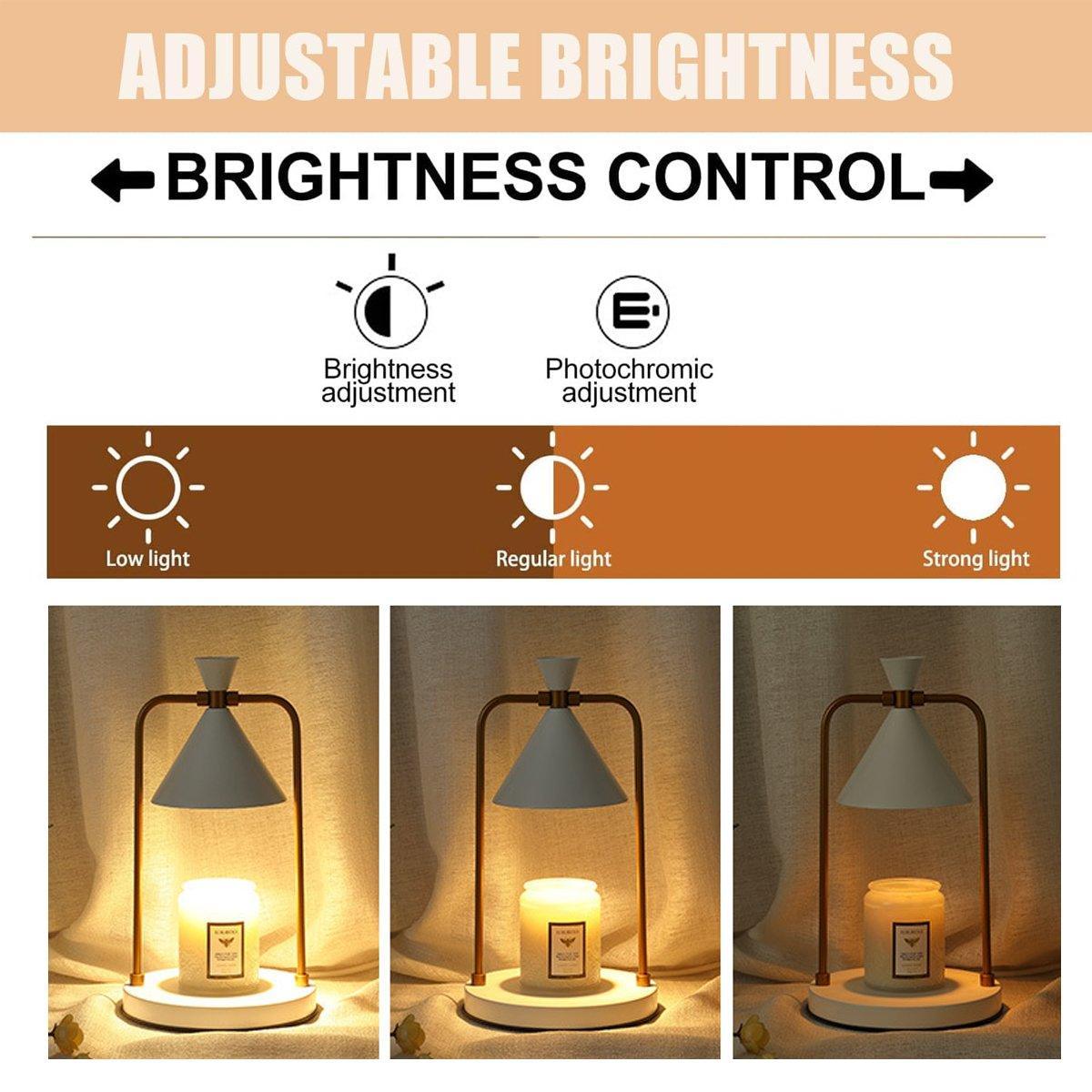 Retro Aromatherapy Table Lamp Dimmable Metal Scented Wax Lamp for Bedroom - White