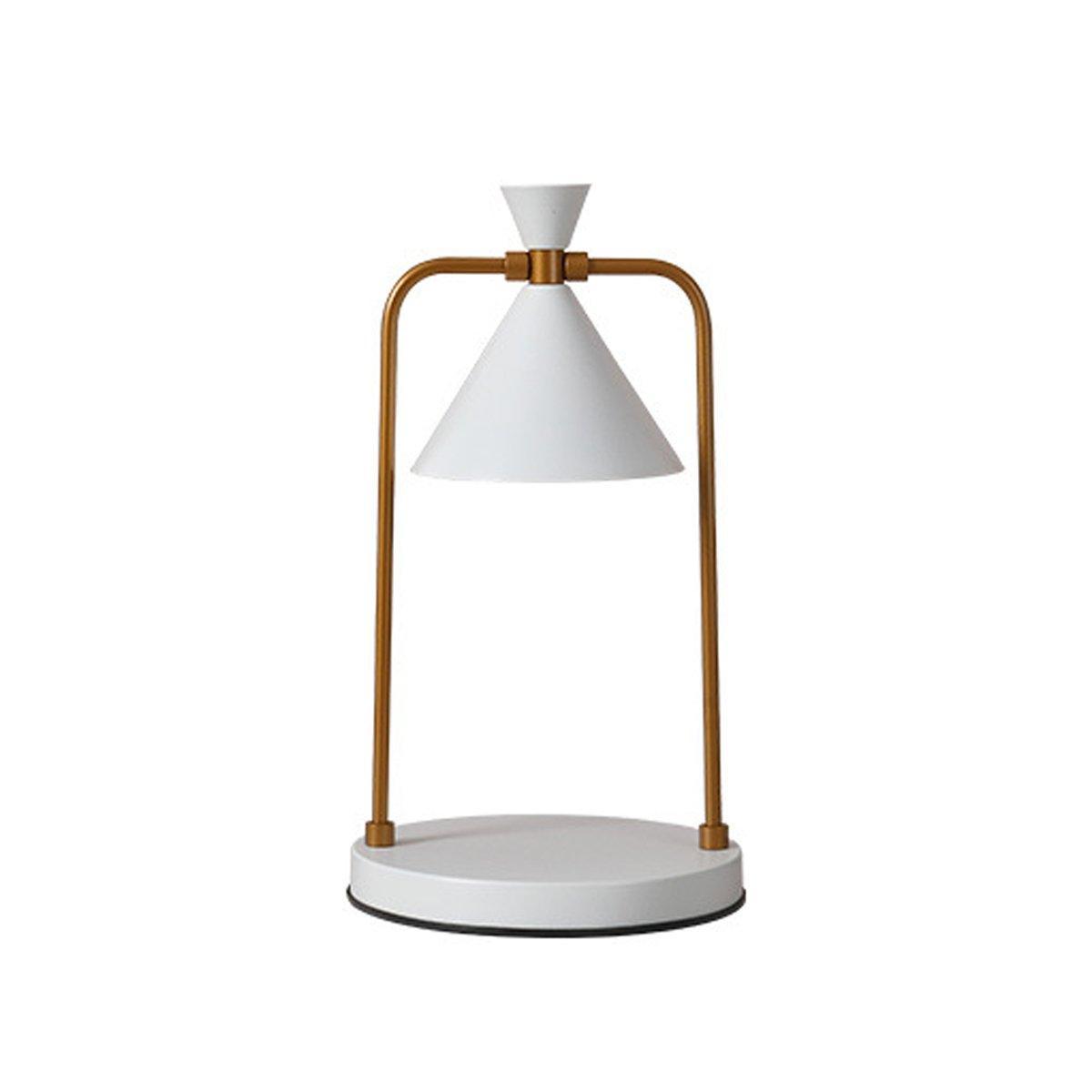 Retro Aromatherapy Table Lamp Dimmable Metal Scented Wax Lamp for Bedroom - White