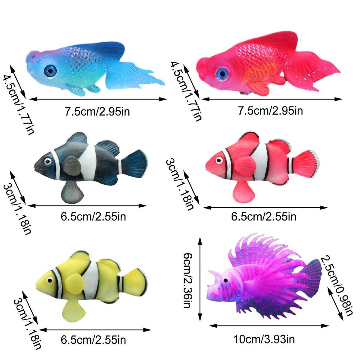 2PCS Artificial Betta Fish Aquarium Decorations Silicone Floating Moving Fish - Sky Blue Goldfish