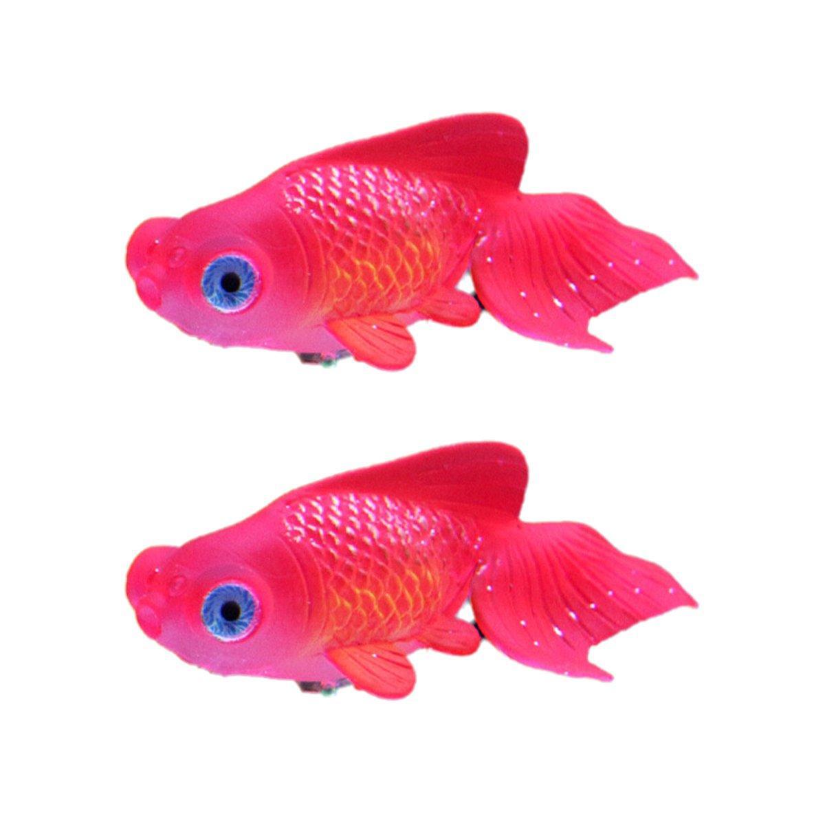 2PCS Artificial Betta Fish Aquarium Decorations Silicone Floating Moving Fish - Purple Lionfish