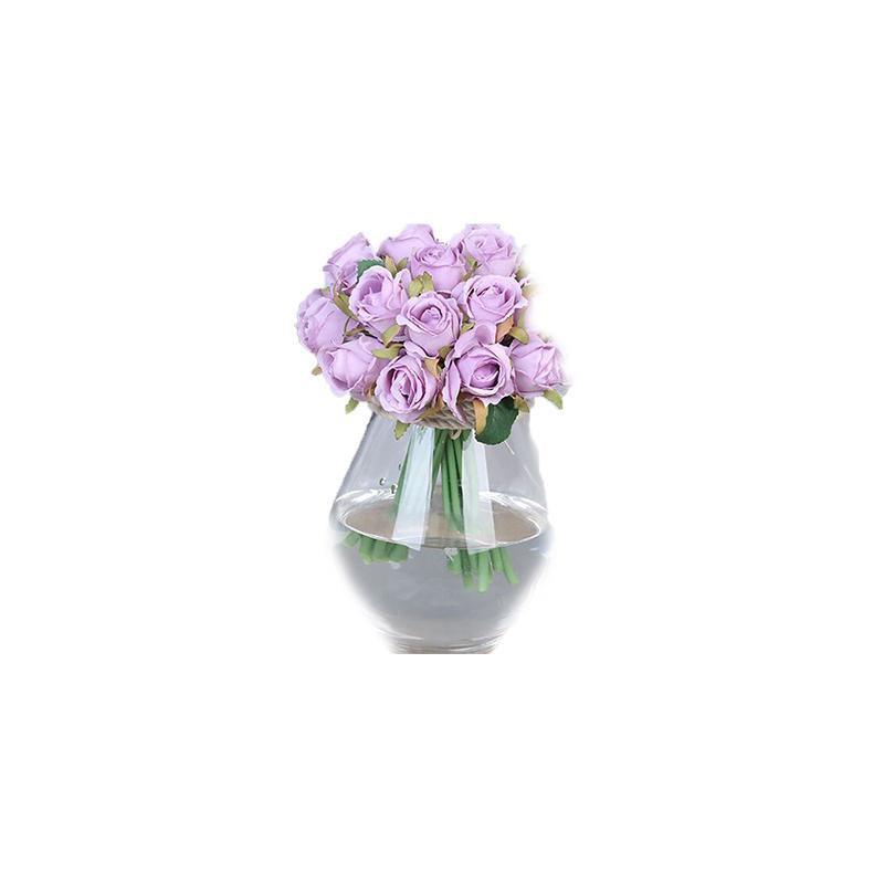 12 Heads Silk Rose Artificial Flowers Fake Bouquet - White