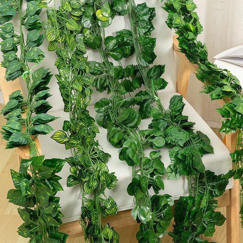 12 X 2M Artificial Ivy Vine Fake Foliage Flower Hanging Leaf Garland Plant Party - Scindapsus Leaves