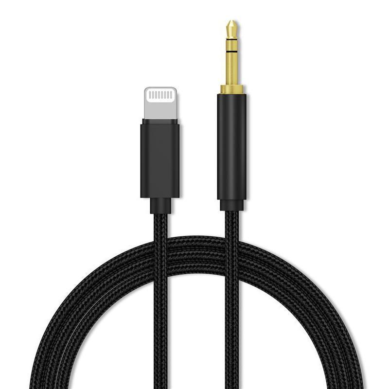 Lightning to 3.5mm Aux Audio Cable Adapter for Car Speaker Headphone Sound System - Black