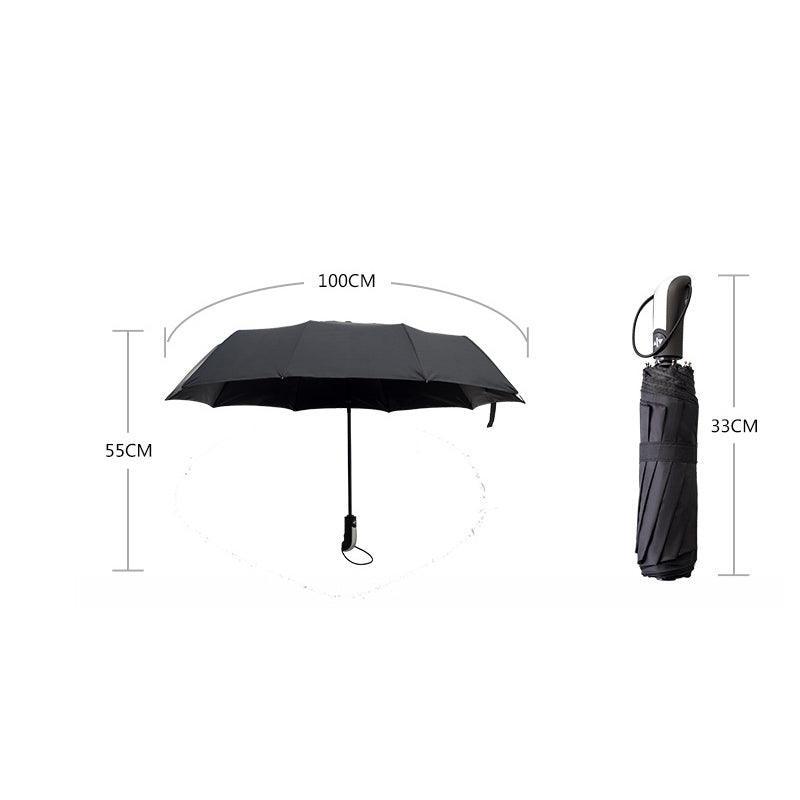Automatic Umbrella Auto Open Close Compact Folding Anti Rain Windproof 10Ribs Au - Wine Red