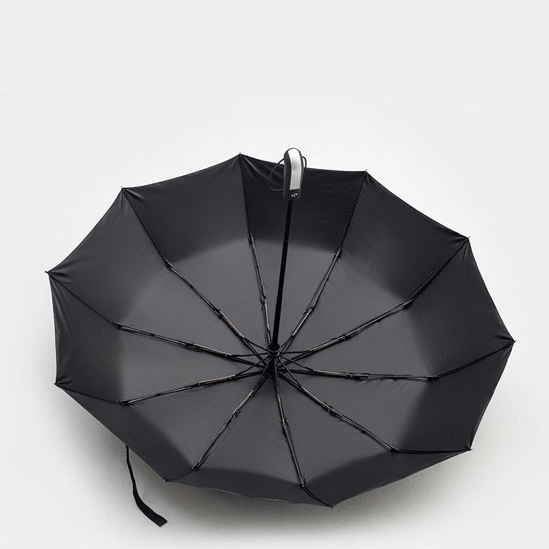 Automatic Umbrella Auto Open Close Compact Folding Anti Rain Windproof 10Ribs Au - Wine Red