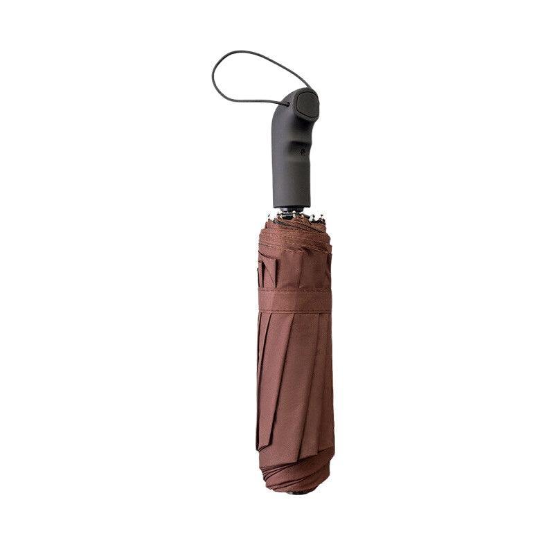 Automatic Umbrella Auto Open Close Compact Folding Anti Rain Windproof 10Ribs Au - Wine Red