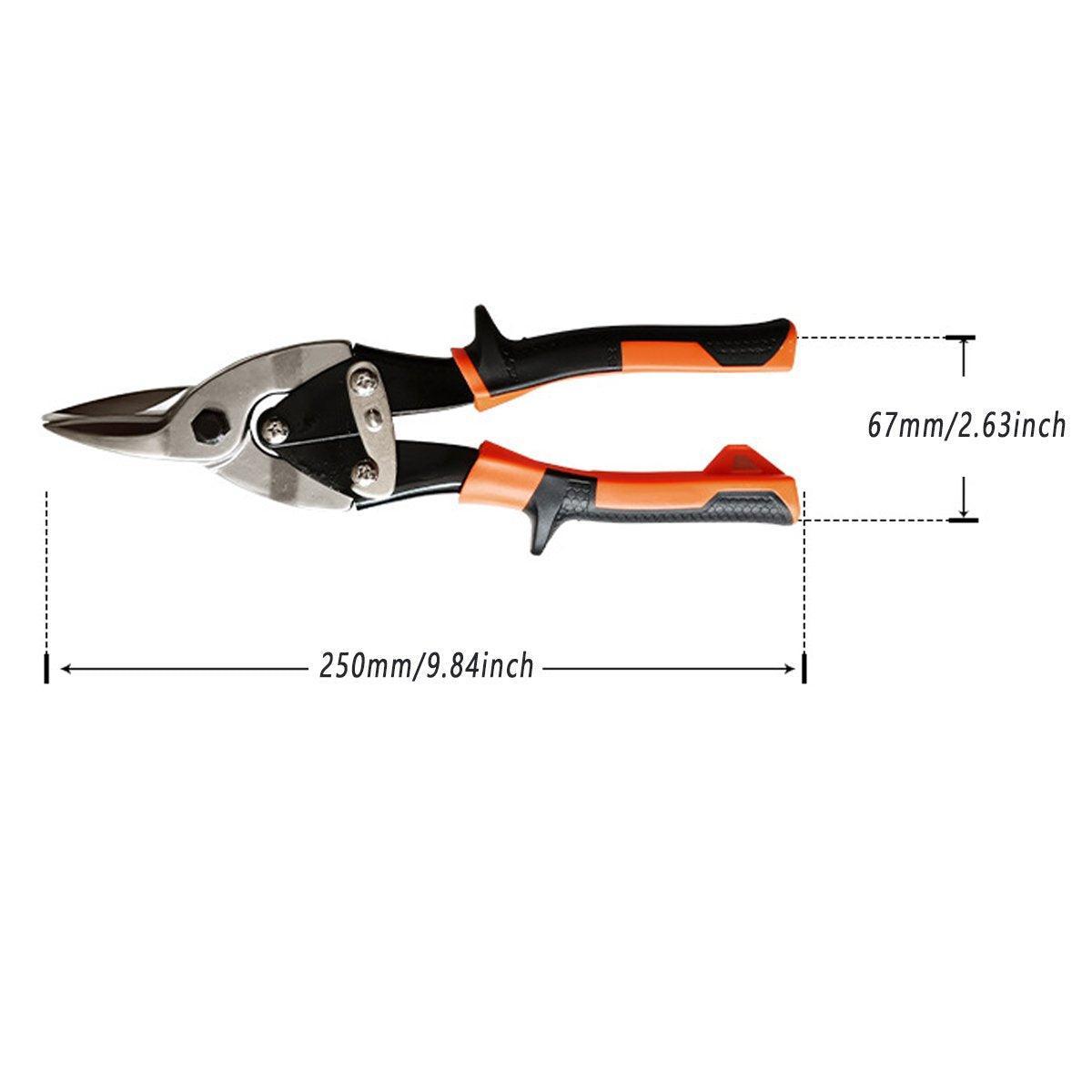 250mm Aviation Tin Snip Heavy Duty Metal Cutting Shears Industrial Scissors Tool - Straight scissors
