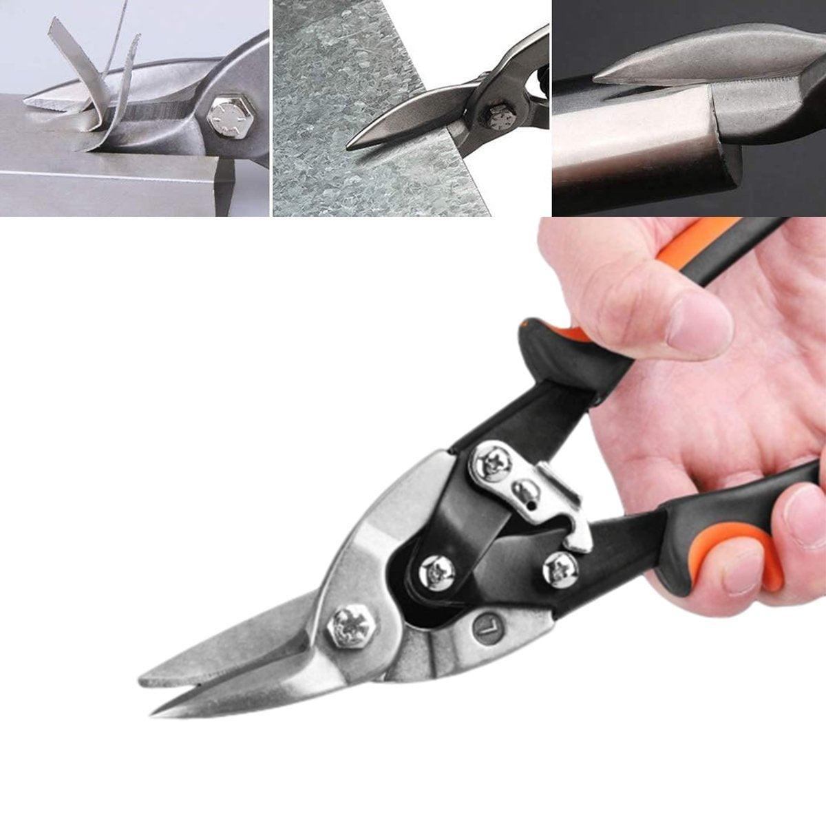 250mm Aviation Tin Snip Heavy Duty Metal Cutting Shears Industrial Scissors Tool - Straight scissors
