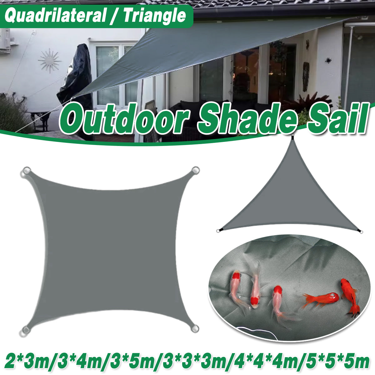 Waterproof Outdoor Shade Sail Garden Sun Canopy UV Protection Patio Awning Cloth - 3x5m Quadrilateral