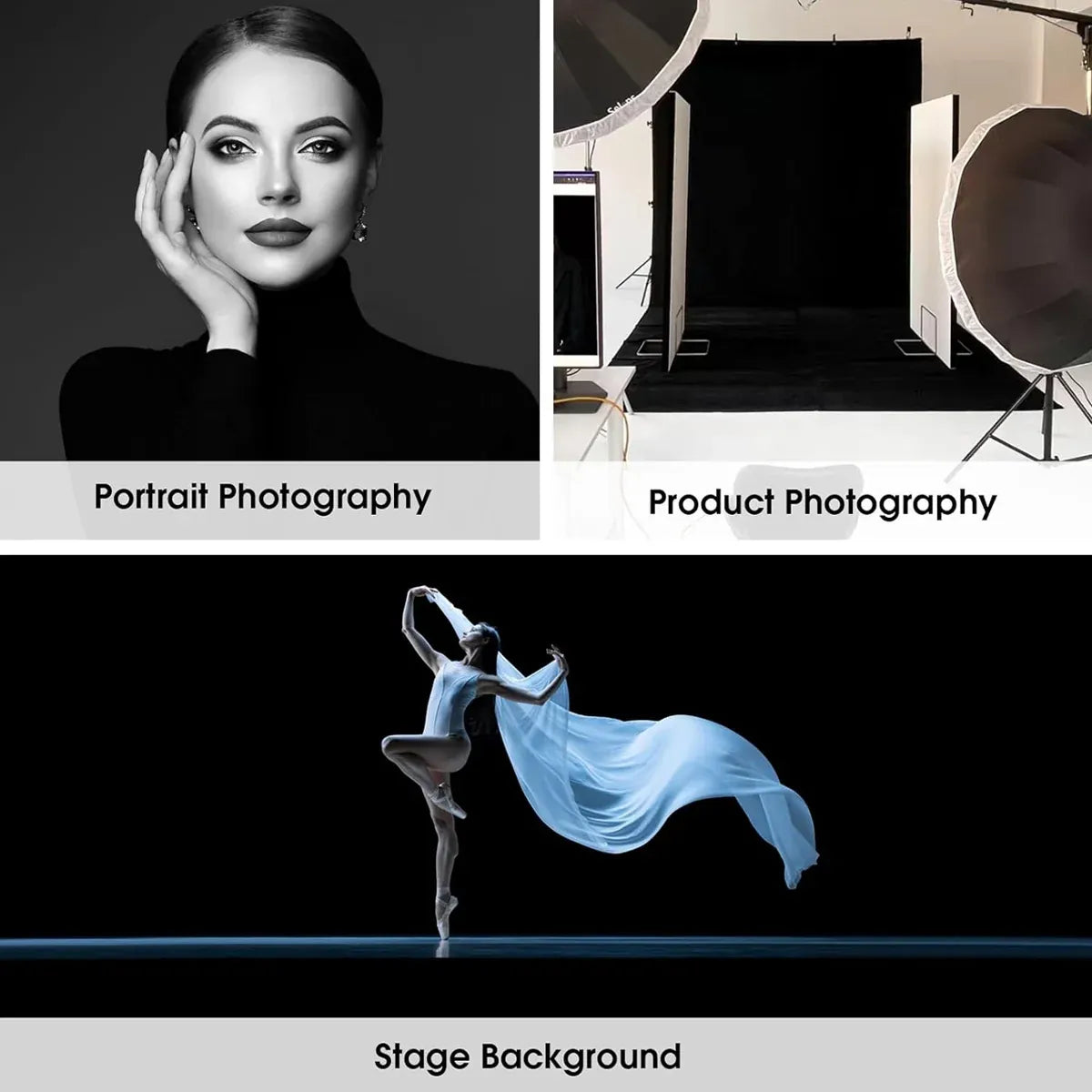 Professional Photography Background Cloth Wrinkle Resistant Durable Green/Black - Black