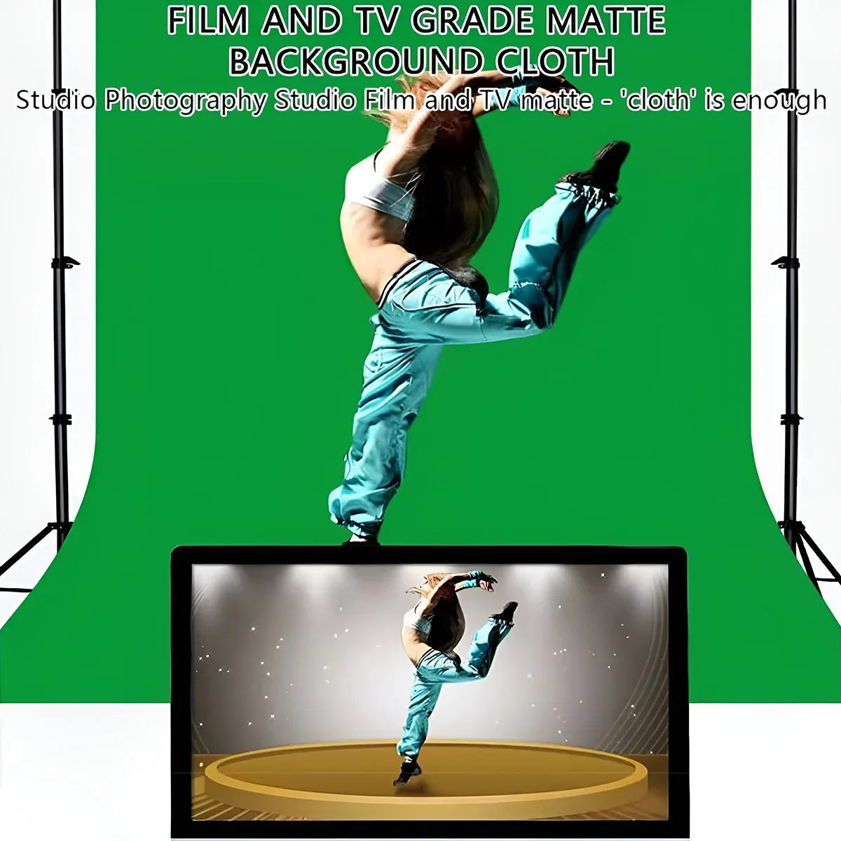 Professional Photography Background Cloth Wrinkle Resistant Durable Green/Black - Black