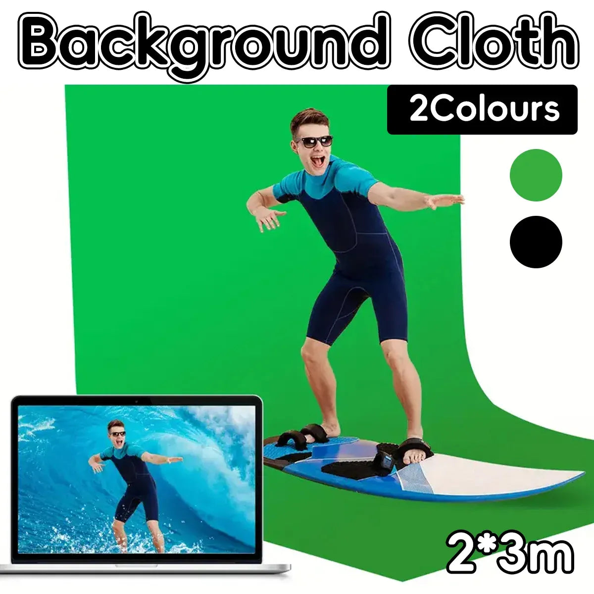 Professional Photography Background Cloth Wrinkle Resistant Durable Green/Black - Green