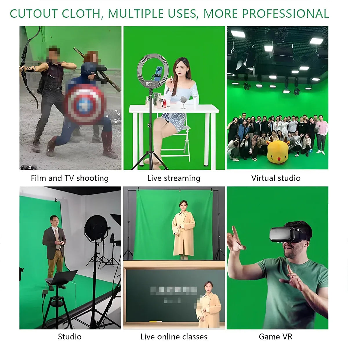 Professional Photography Background Cloth Wrinkle Resistant Durable Green/Black - Green