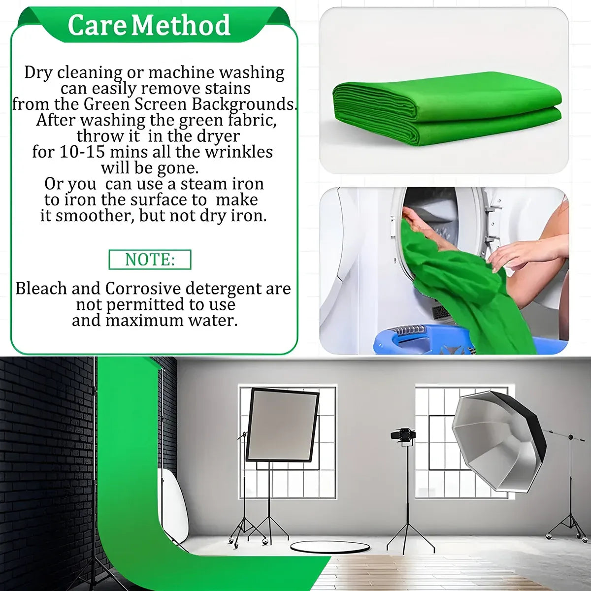 Professional Photography Background Cloth Wrinkle Resistant Durable Green/Black - Green