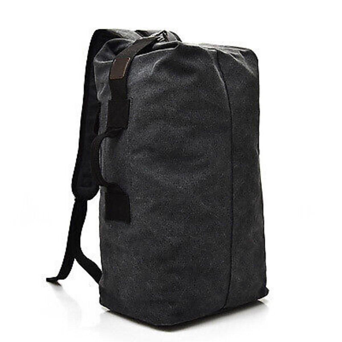 Large Capacity Travel Backpack for Men Outdoor Sports Bag Canvas Rucksack - Black-Big