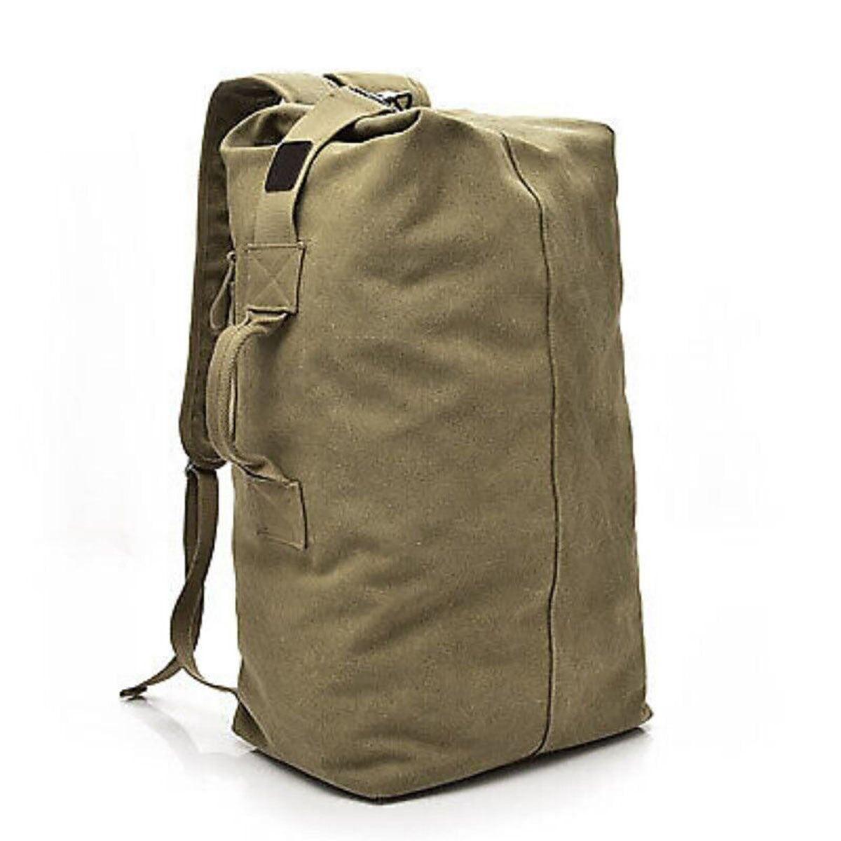 Large Capacity Travel Backpack for Men Outdoor Sports Bag Canvas Rucksack - Khaki-Small