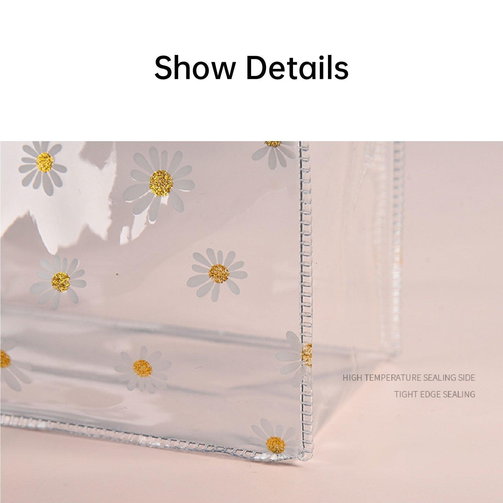 10pcs Small Fresh Transparent PVC Tote Bag Wedding Candy Gift Bag Daisy Design - Red - S