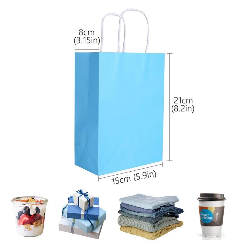 20pcs Small Kraft Paper Gift Bags with Handles for Shopping Party Favour - Light Green