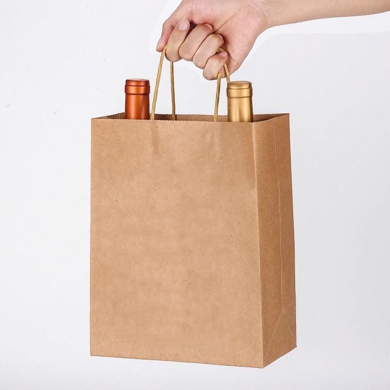 20pcs Small Kraft Paper Gift Bags with Handles for Shopping Party Favour - Light Green