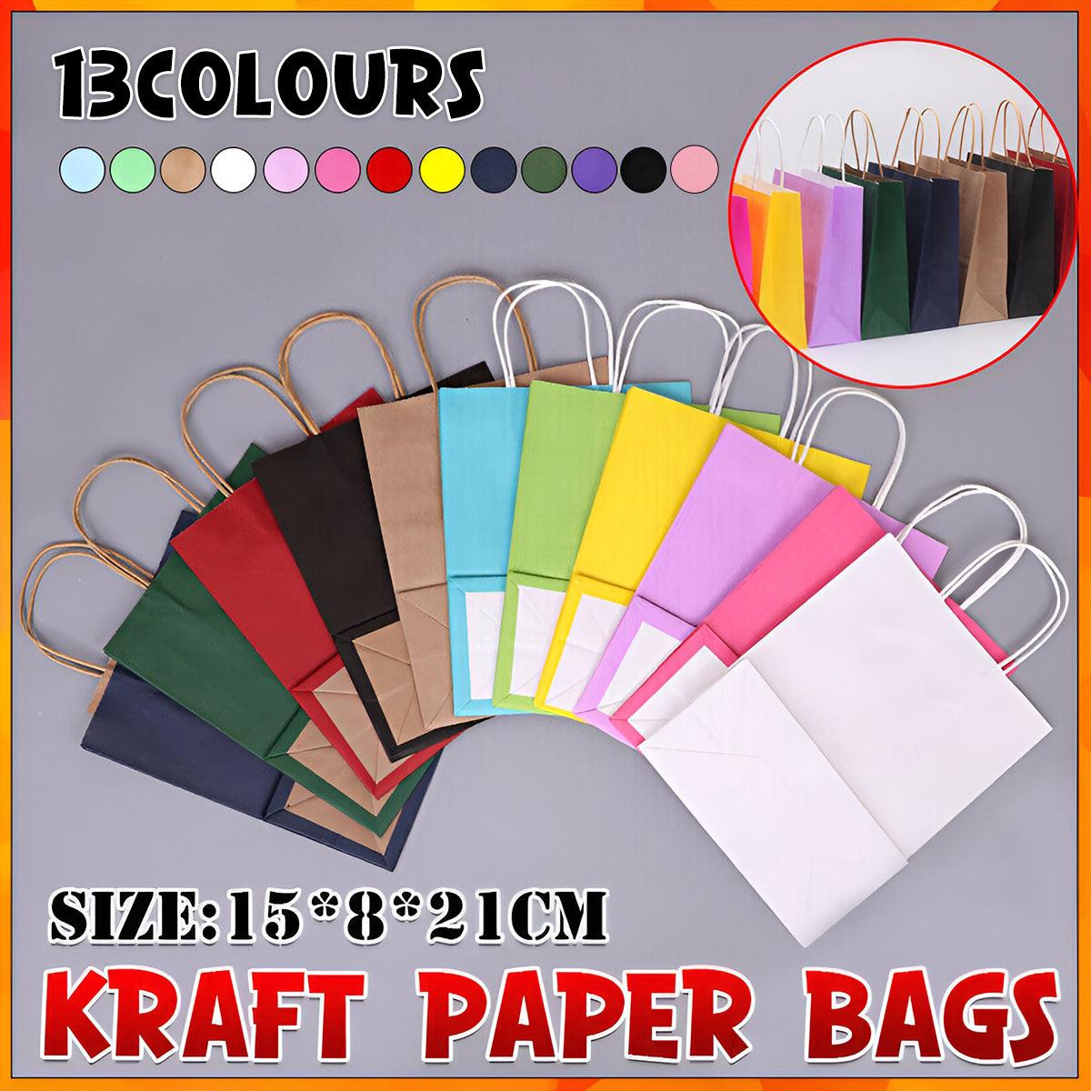 20pcs Small Kraft Paper Gift Bags with Handles for Shopping Party Favour - Light Purple