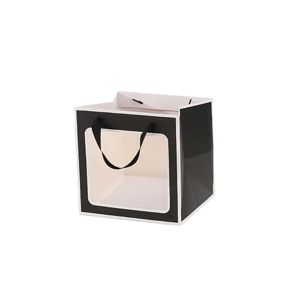 20PCS Open Window for Flower Doll Wedding Gift Transparent Square Packaging Bag - Black 30-30-30cm