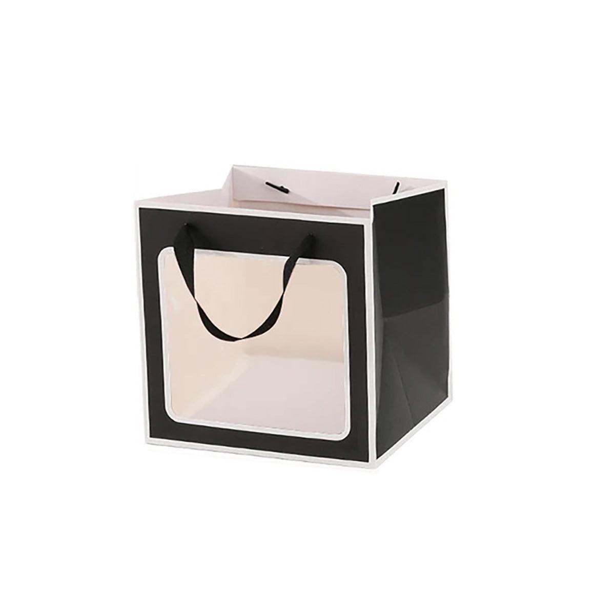 20PCS Open Window for Flower Doll Wedding Gift Transparent Square Packaging Bag - Black 30-30-30cm