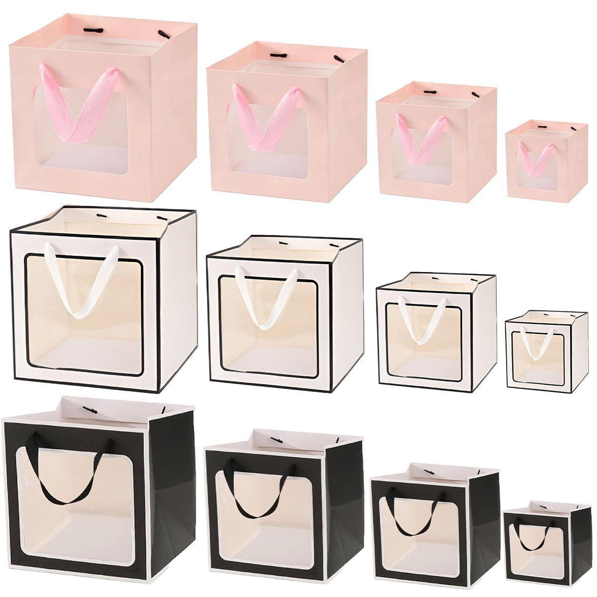 20PCS Open Window for Flower Doll Wedding Gift Transparent Square Packaging Bag - White 15-15-15cm