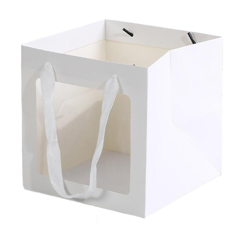 20PCS Open Window for Flower Doll Wedding Gift Transparent Square Packaging Bag - White 15-15-15cm