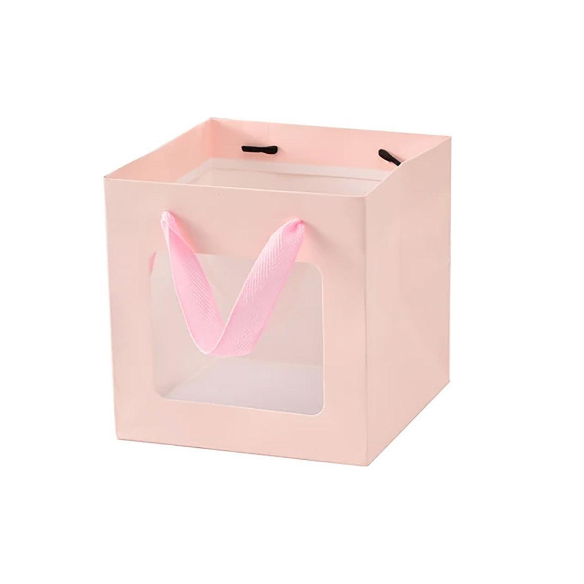 20PCS Open Window for Flower Doll Wedding Gift Transparent Square Packaging Bag - White 15-15-15cm