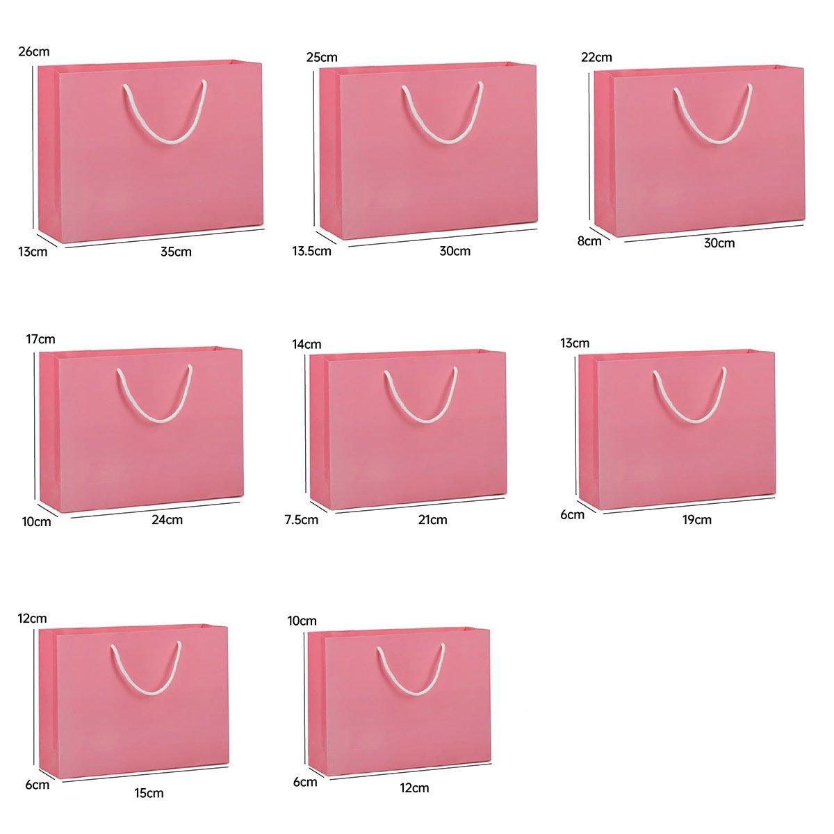 25X Kraft Paper Bags Gift Shopping Bag Carry White Pink Black Bag With Handles - White-12-15-6