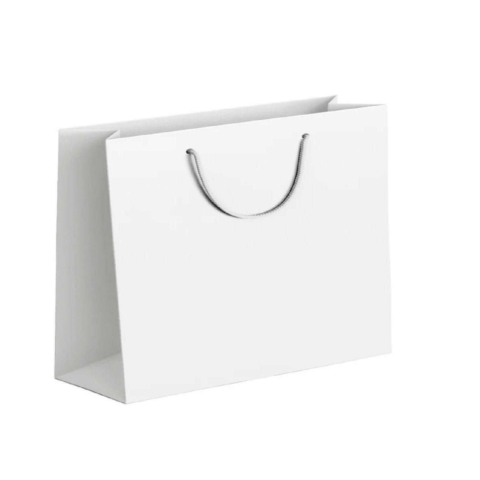 25X Kraft Paper Bags Gift Shopping Bag Carry White Pink Black Bag With Handles - White-12-15-6