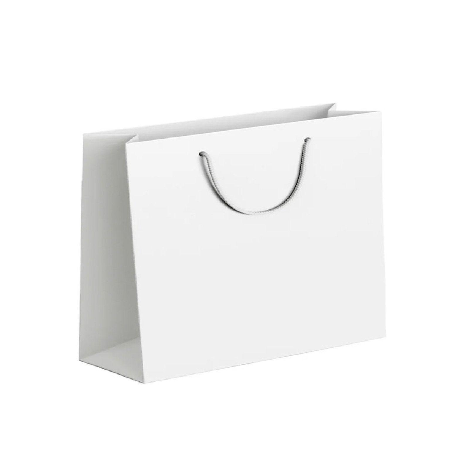 25X Kraft Paper Bags Gift Shopping Bag Carry White Pink Black Bag With Handles - Pink-13-19-6