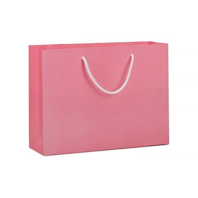 25X Kraft Paper Bags Gift Shopping Bag Carry White Pink Black Bag With Handles - Pink-26-35-13