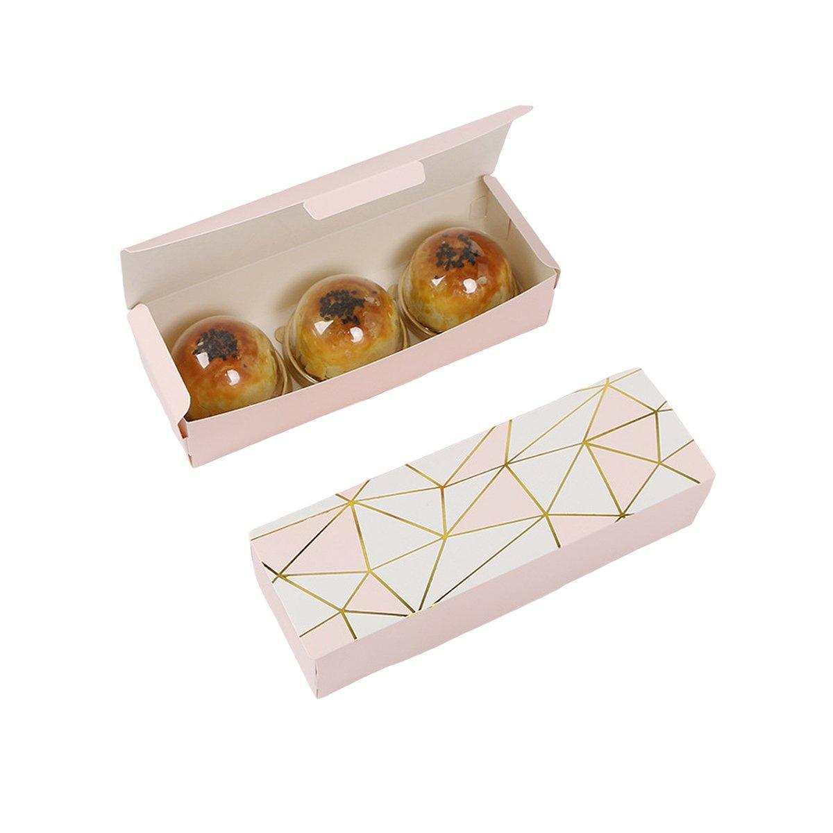 25pcs Long Strip Clamshell Packaging Box 3-Compartment Dessert Storage Box - Transparent Bag