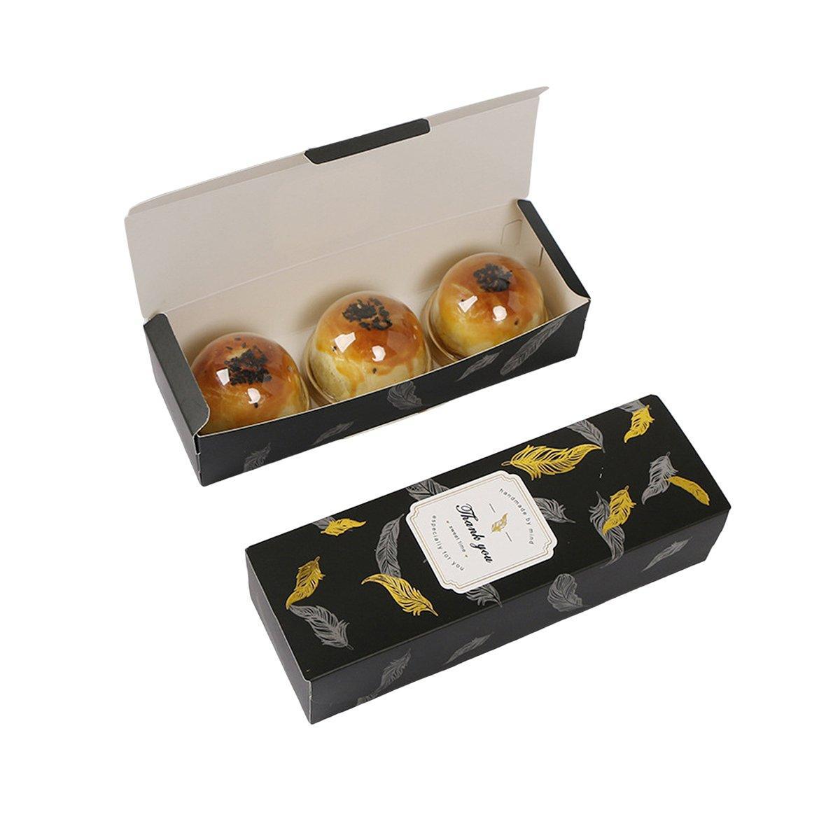 25pcs Long Strip Clamshell Packaging Box 3-Compartment Dessert Storage Box - Transparent Bag