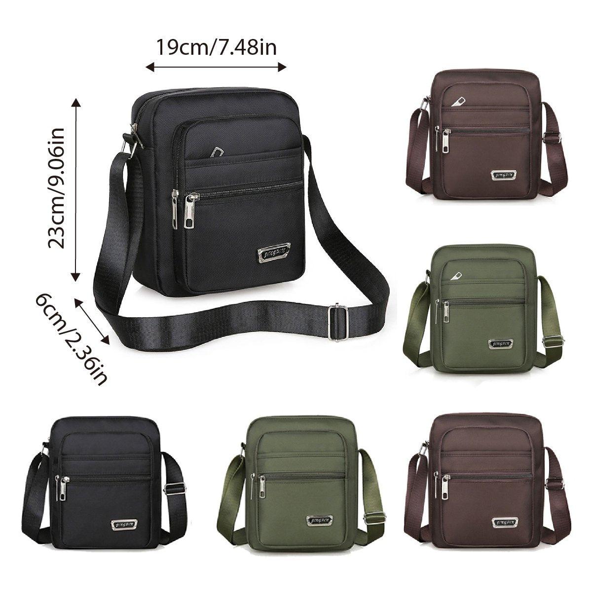 Mens Crossbody Shoulder Bag Travel Messenger Bag Casual Handbag for Boys and Men - Black-4 zippers