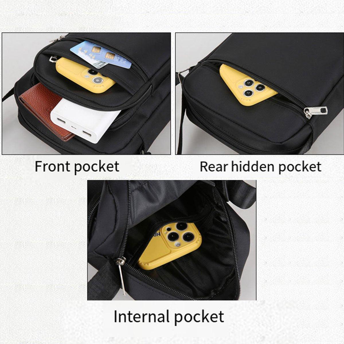Mens Crossbody Shoulder Bag Travel Messenger Bag Casual Handbag for Boys and Men - Brown-4 zippers