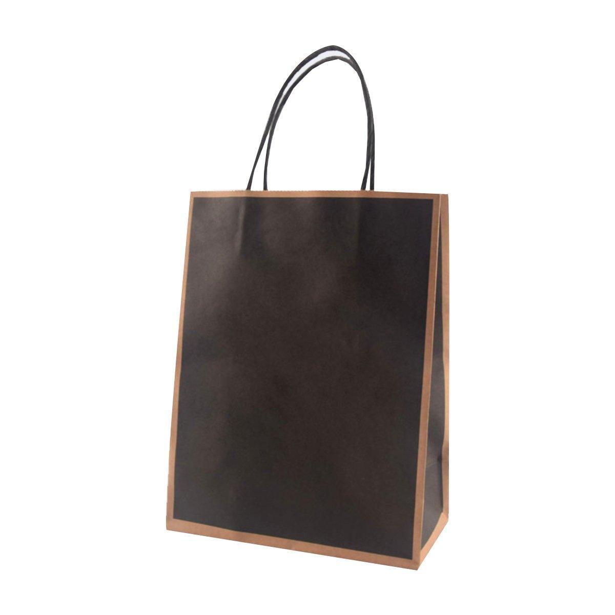 Gift Kraft Paper Bags for Packaging and Takeaway 50PCS - Black-21*15*8cm