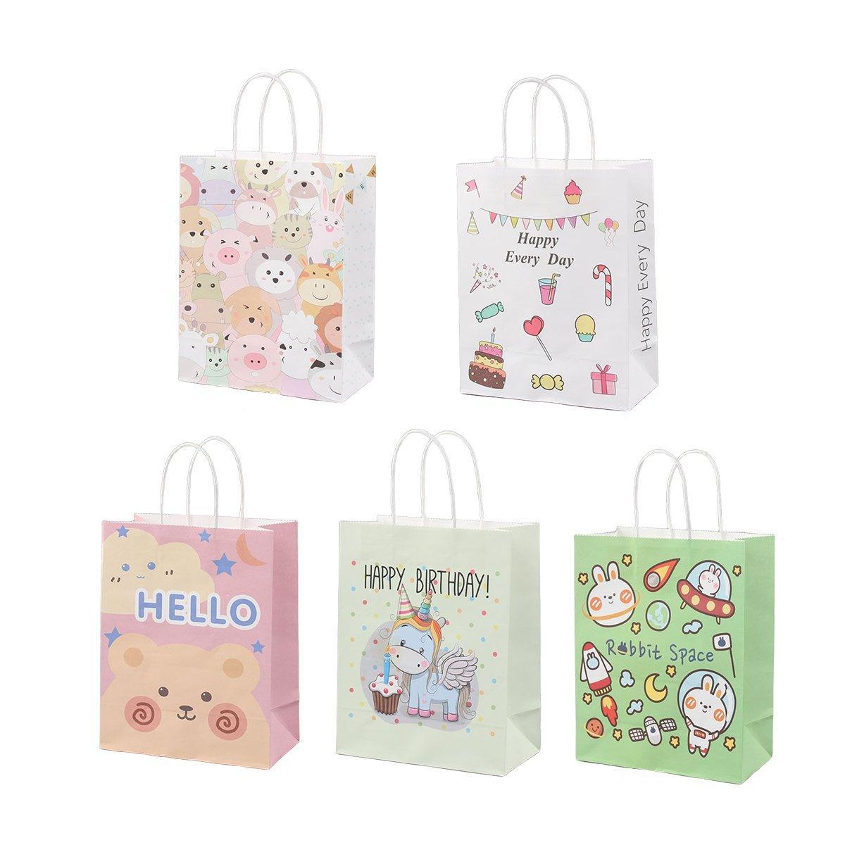 50PCS Colourful Kraft Paper Gift Bags Reusable Party Favor Bags for School Events - BDLW-18*9*23cm