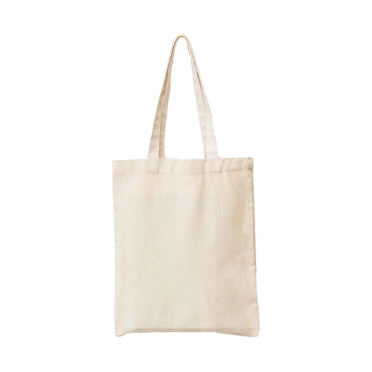 5PCS Canvas Tote Bag Cotton Blank DIY Shopping Shoulder Bags - Natural 30*20*10cm