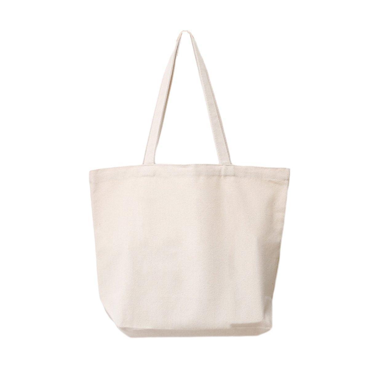 5PCS Canvas Tote Bag Cotton Blank DIY Shopping Shoulder Bags - Natural 45*35*15cm