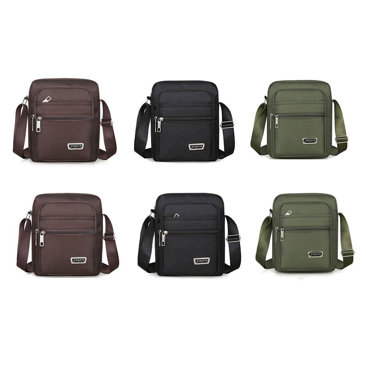 Mens Crossbody Shoulder Bag Travel Messenger Bag Casual Handbag for Boys and Men - Brown-6 zippers
