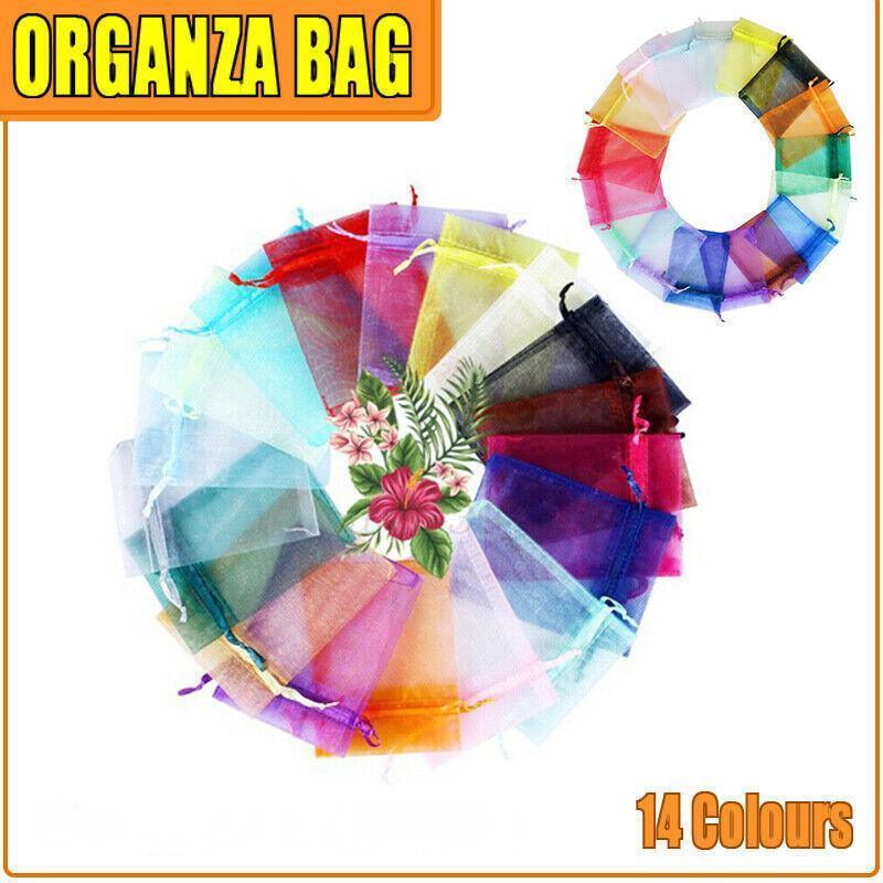 50PCS Organza Bag Sheer Bags Jewellery Wedding Candy Packaging Sheer Bags 9*12 cm - Red/50PCS