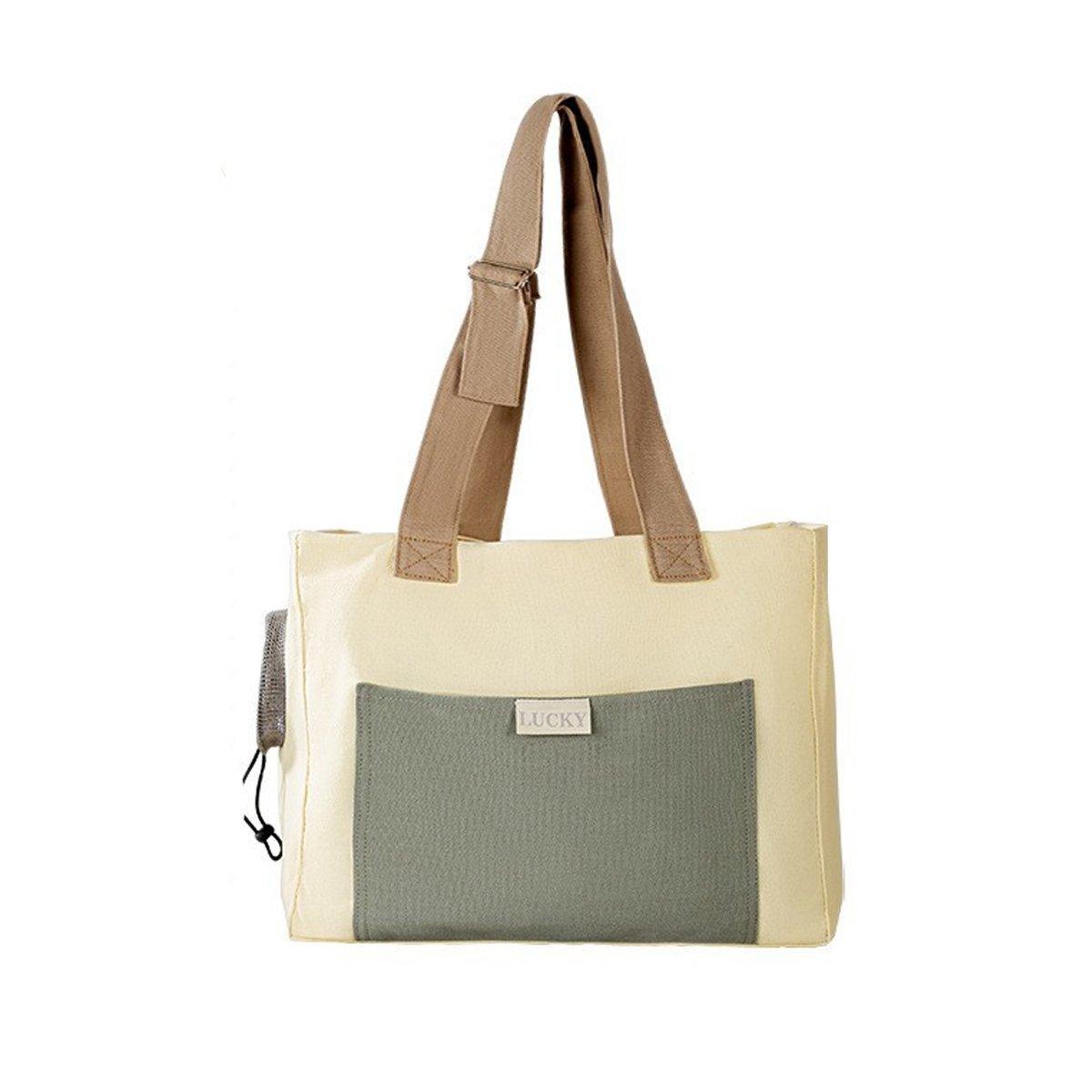 Portable Breathable Adjustable Crossbody Pet Carrier Bag Large Capacity for Pet - Beige