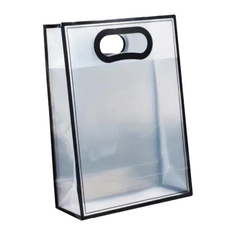 25pcs Transparent PVC Handbag for Wedding Festival Candy Gift Packaging Bag - Black-26*18*8cm
