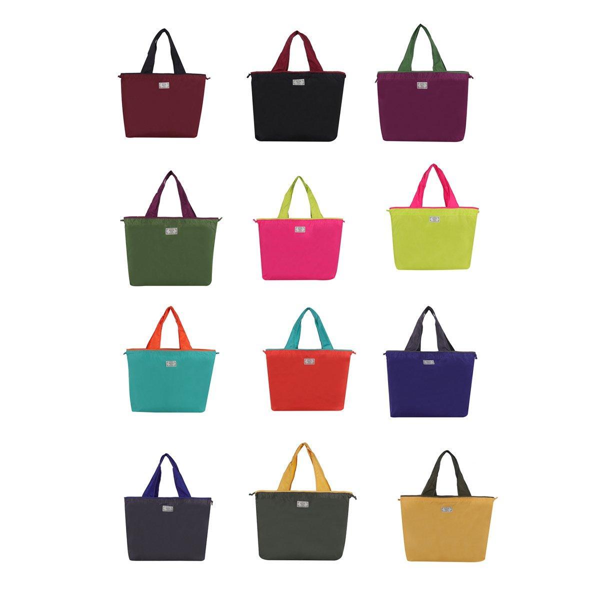 Ultra-Light Foldable Large Capacity Portable Shopping Bag with Drawstring Mouth - Ginger - L