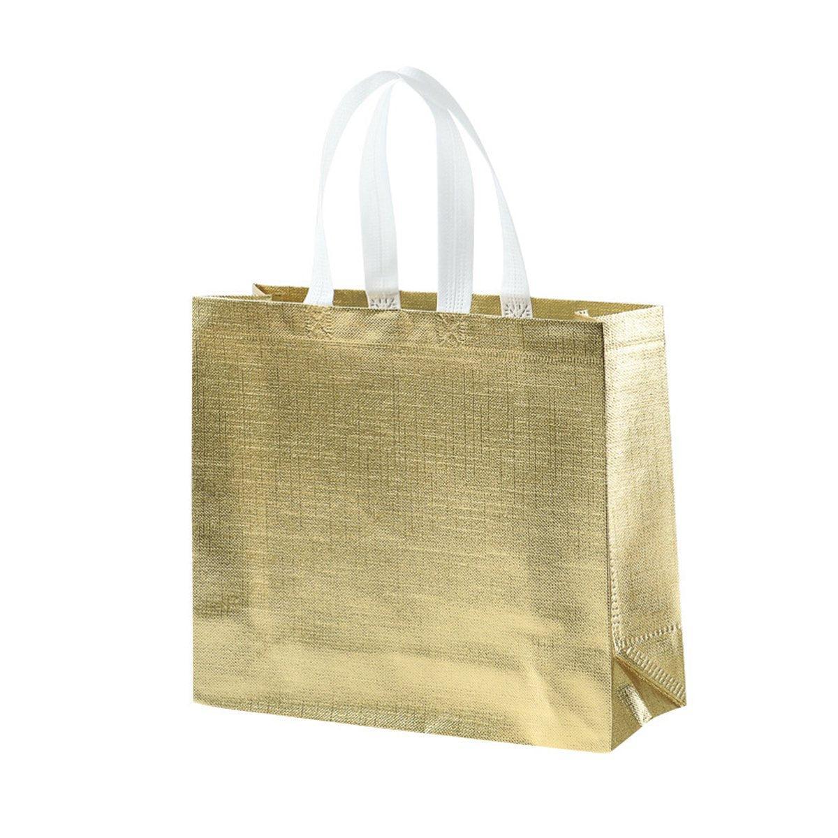 25PCS Embossed Non-Woven Tote Bag Fashion Shopping Gift Packaging Bag - Gold-40*30*12cm
