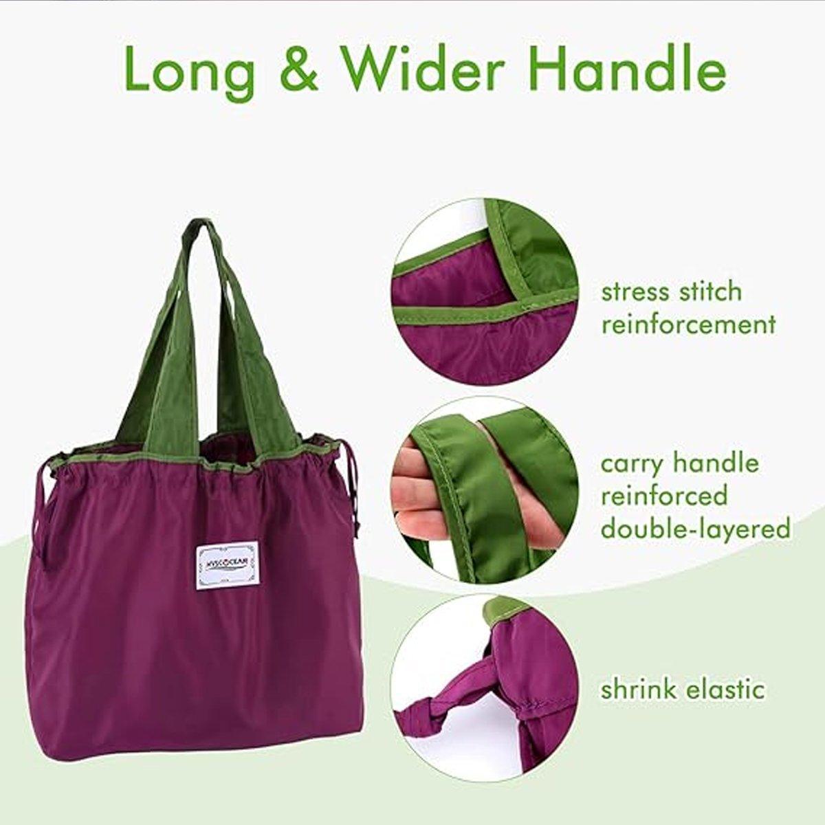 Ultra-Light Foldable Large Capacity Portable Shopping Bag with Drawstring Mouth - Green - L